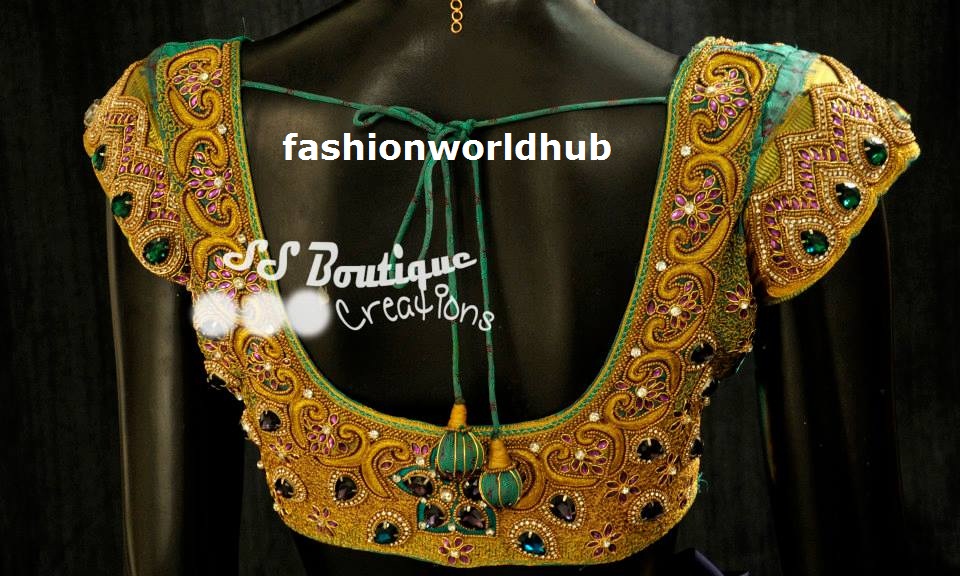 Heavy maggam work blouse designs., Fashionworldhub