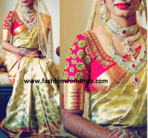 Best blouse colour Combinations for Gold Kanjeevaram sarees ...
