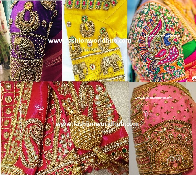 Embellished Blouse Sleeve Designs for Silk Sarees | Fashionworldhub