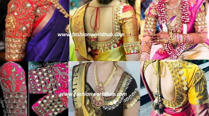 Trending kasu Embellished Blouse for Pattu sarees | Fashionworldhub