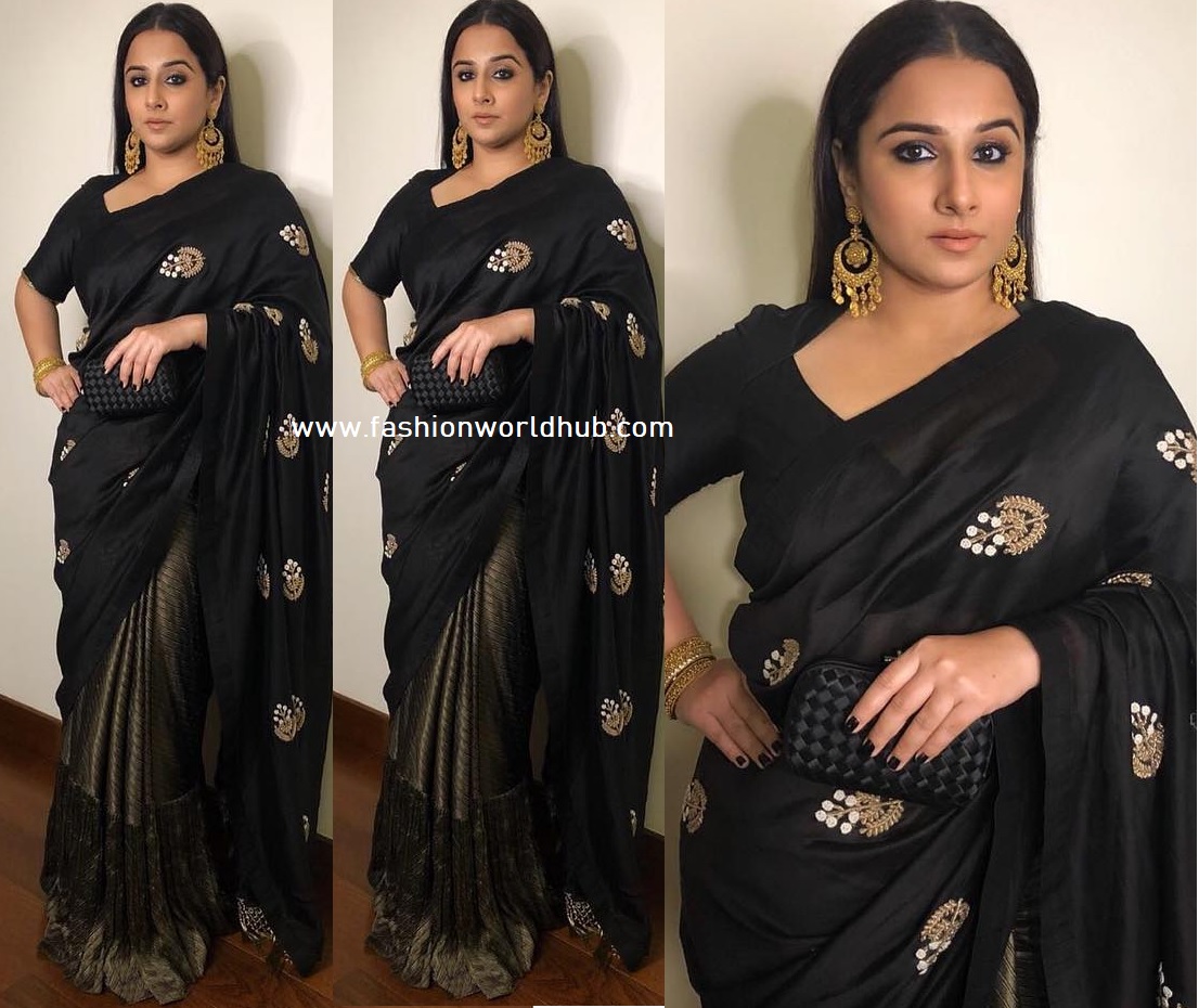 Vidya Balan in a black saree by Aroka! | Fashionworldhub