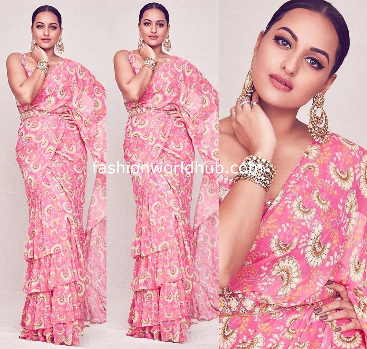 Sonakshi Sinha In Pink Saree Fashionworldhub