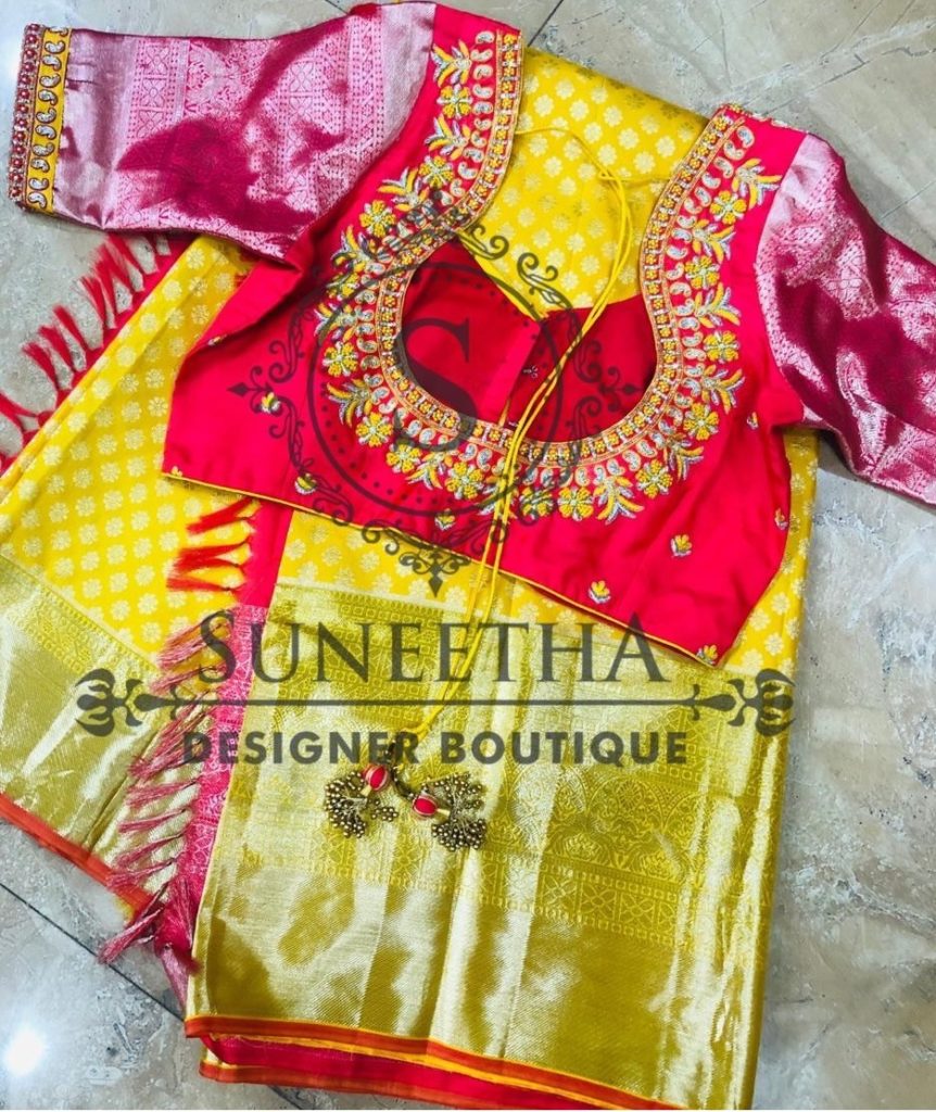 Latest Kanchi pattu sarees with maggam work blouse by Suneetha designer boutique! | Fashionworldhub