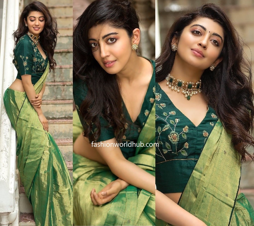 Pranitha Subhash in a green silk saree! | Fashionworldhub
