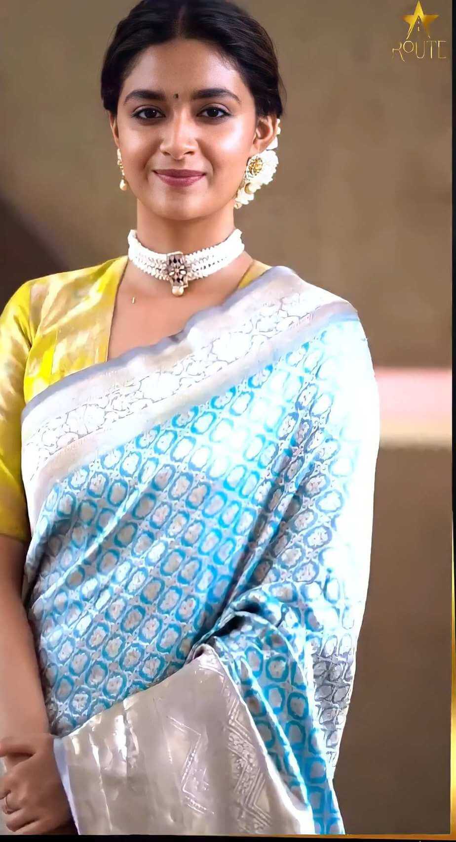 Keerthy Suresh In An Aqua Pattu Saree For Wedding Fashionworldhub