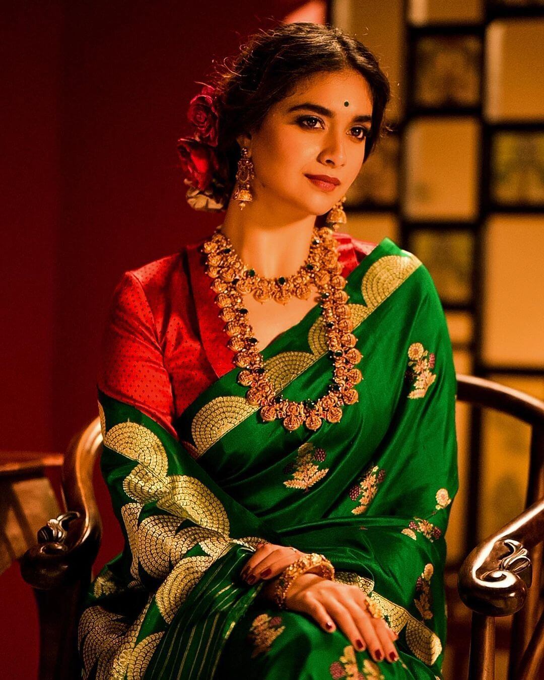 Keerthy suresh stuns in green silk saree by Raw mango  Fashionworldhub
