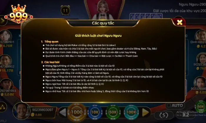 Bull Poker 999BET Chi tiết các bộ bài trong Bull Poker đầy đủ nhất
