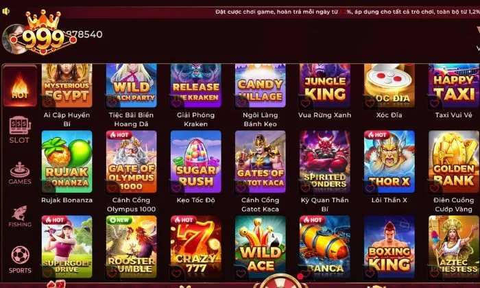 game online 999BET Gần 60 tựa game nổ hũ đang hoạt động