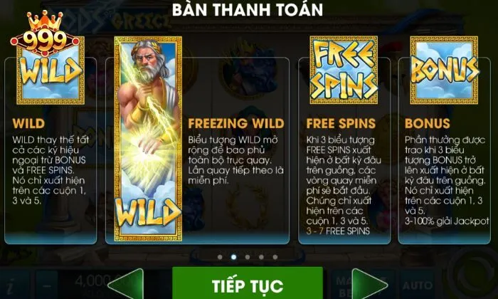 Gods of Greece 999bet Luật chơi nổ hũ Gods of Greece 999bet chi tiết