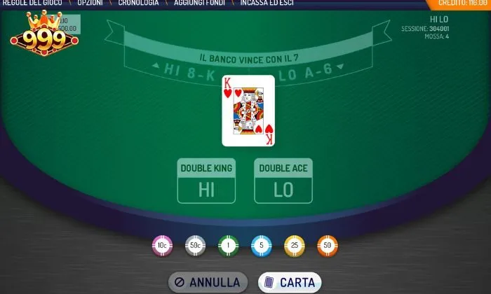 Hi-Lo 999bet Các bước tham gia chơi game Hi-lo tại 999BET cực kỳ đơn giản