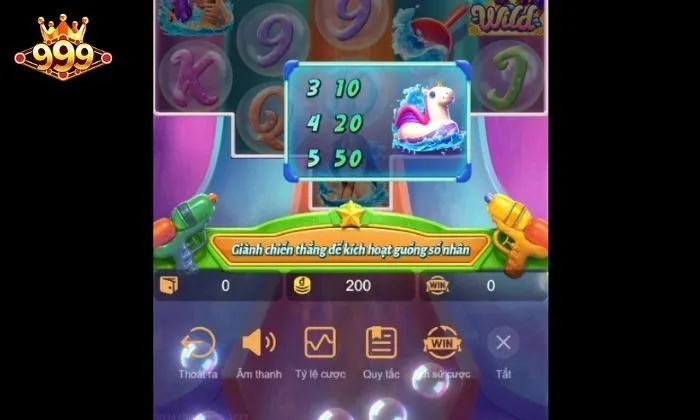 Songkran Splash 999bet Nút menu chính được hiển thị ở phía dưới cùng màn hình